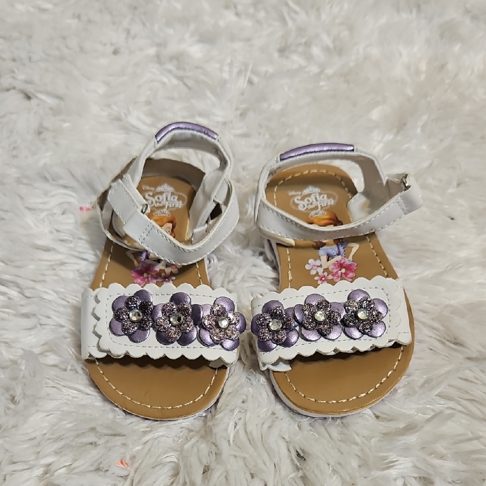 Disney‎ Sofia The First Toddler Girls White Purple Flower Sandals Size 5.5